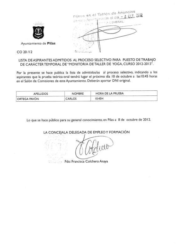 ADMITIDOS PROCESO YOGA