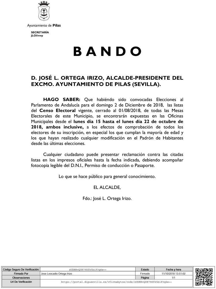 Bando listas censo oct 2018
