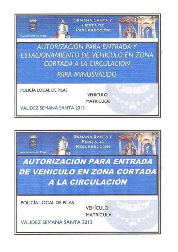 autorización vehículos Semana Santa