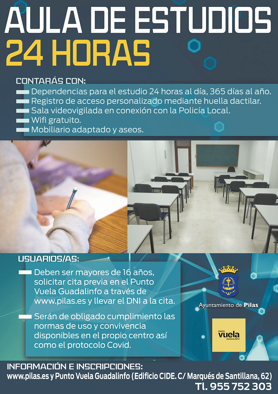 Cartel Aula de Estudios 24 horas