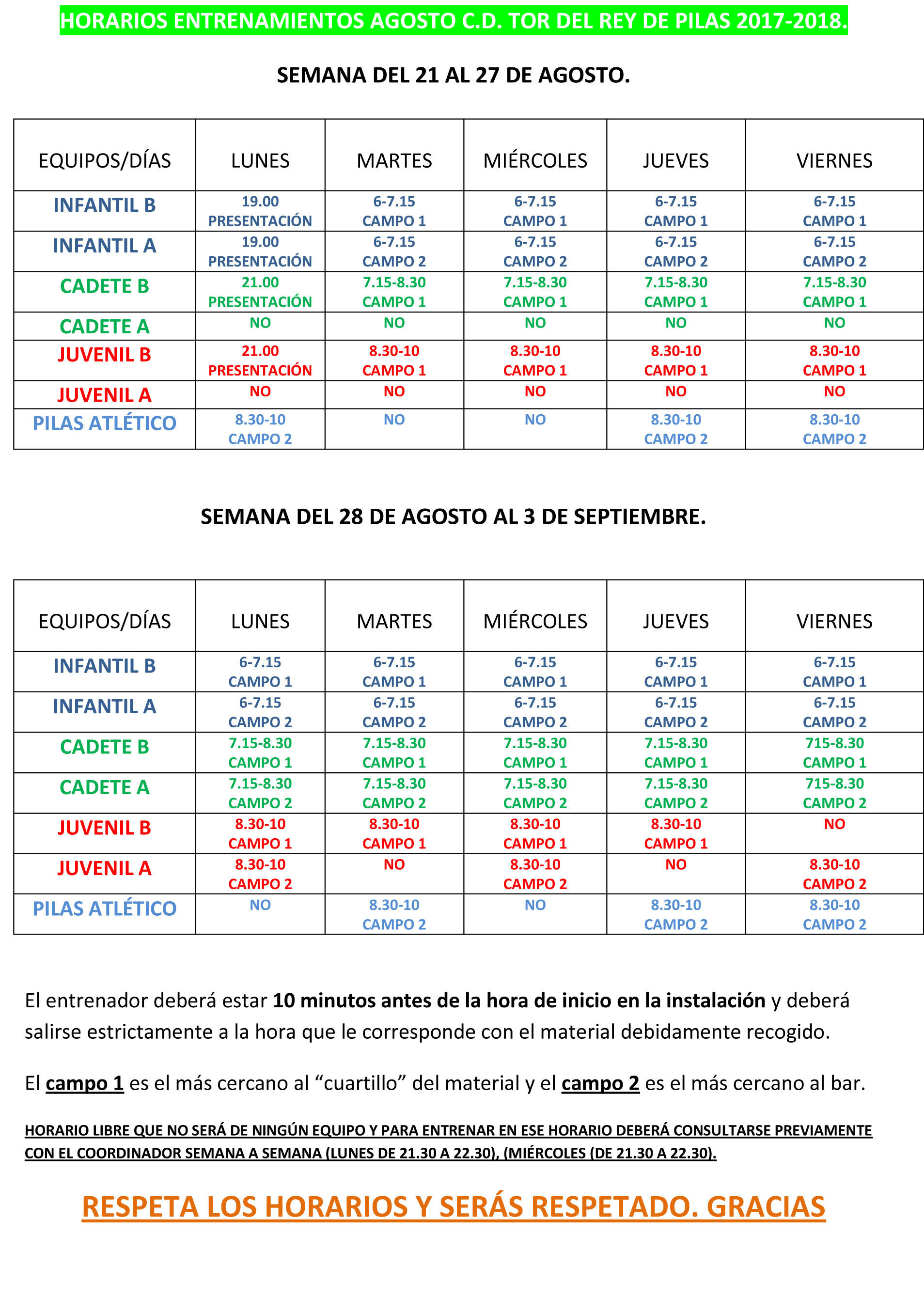 HORARIOS verano 2017-2018.