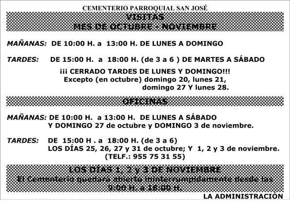 HORARIO DE VISITAS OCT-NOV 2013