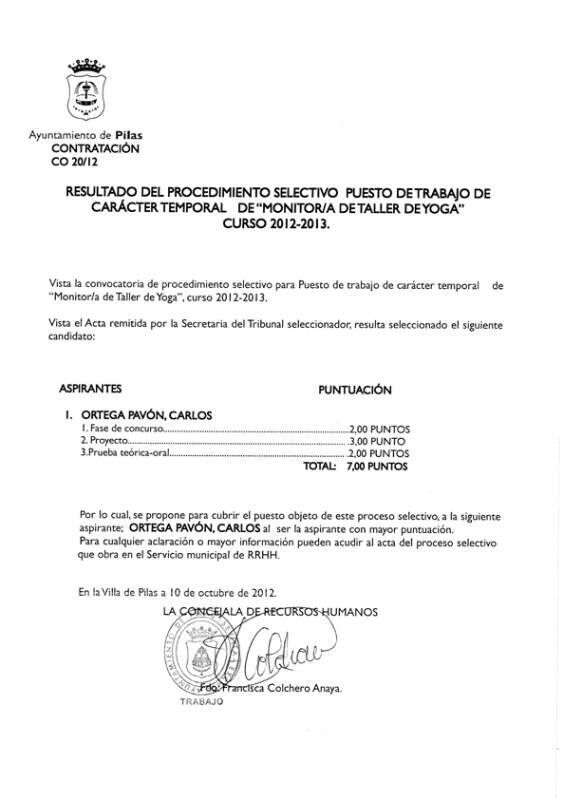 resultado MONITOR YOGA 2012