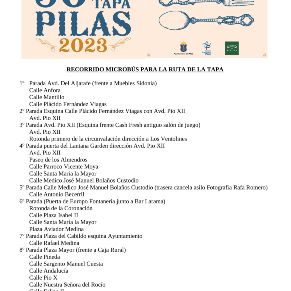 ruta tapa pilas 2023 Itinerario para el Bus